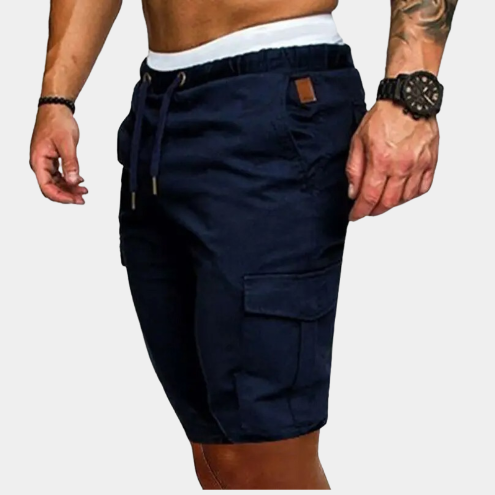 donkerblauwe chino heren shorts met zakken