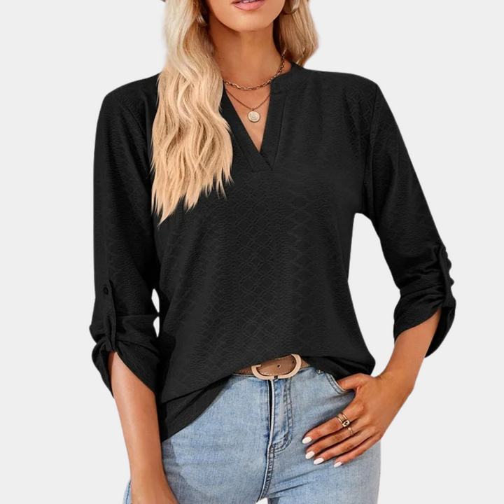 Casual damesblouse met v-hals