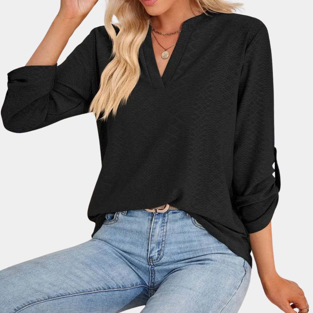 Casual damesblouse met v-hals