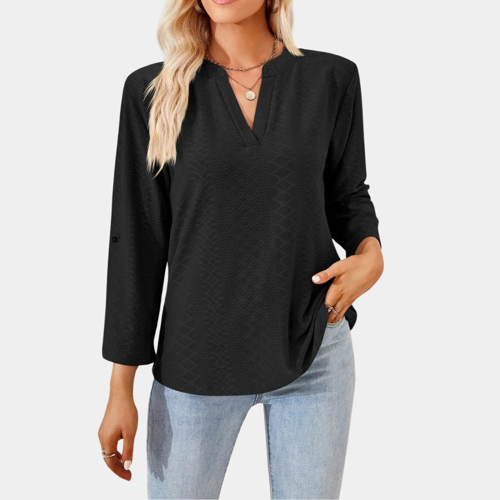 Casual damesblouse met v-hals