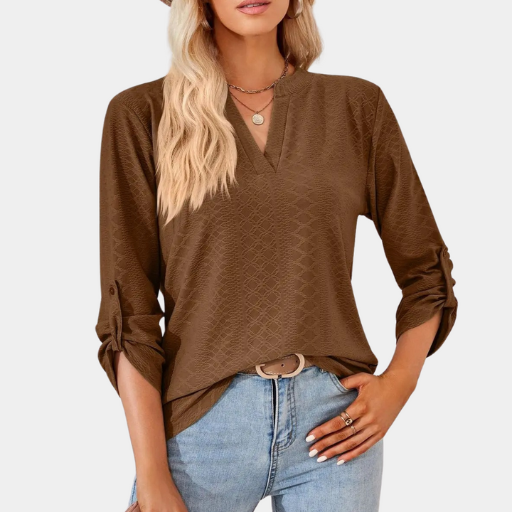 Casual damesblouse met v-hals