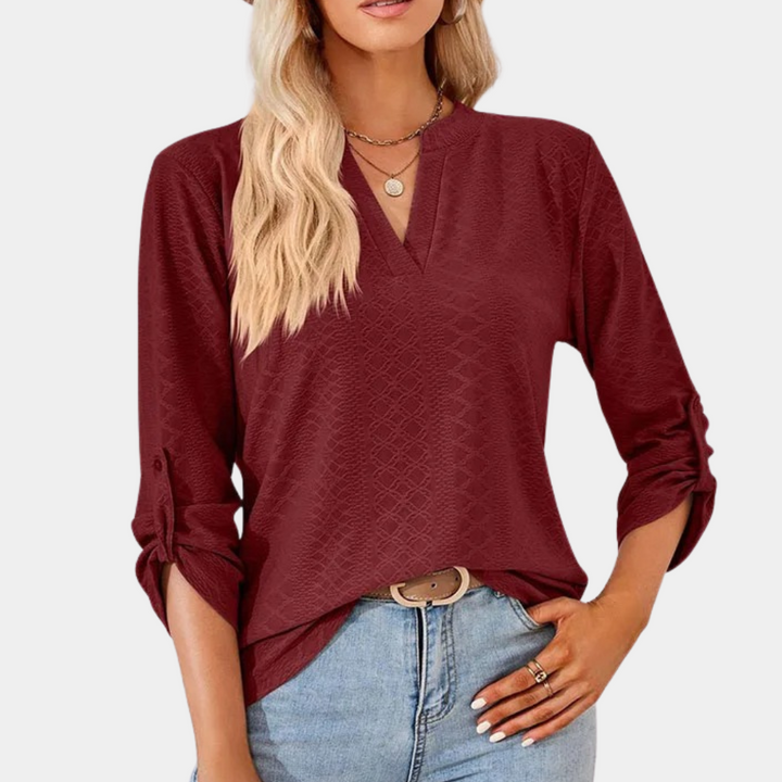 Casual damesblouse met v-hals