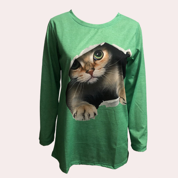 Lisa - Damesblouse met kattenprint