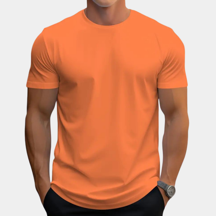 Heren t-shirt oranje met ronde hals