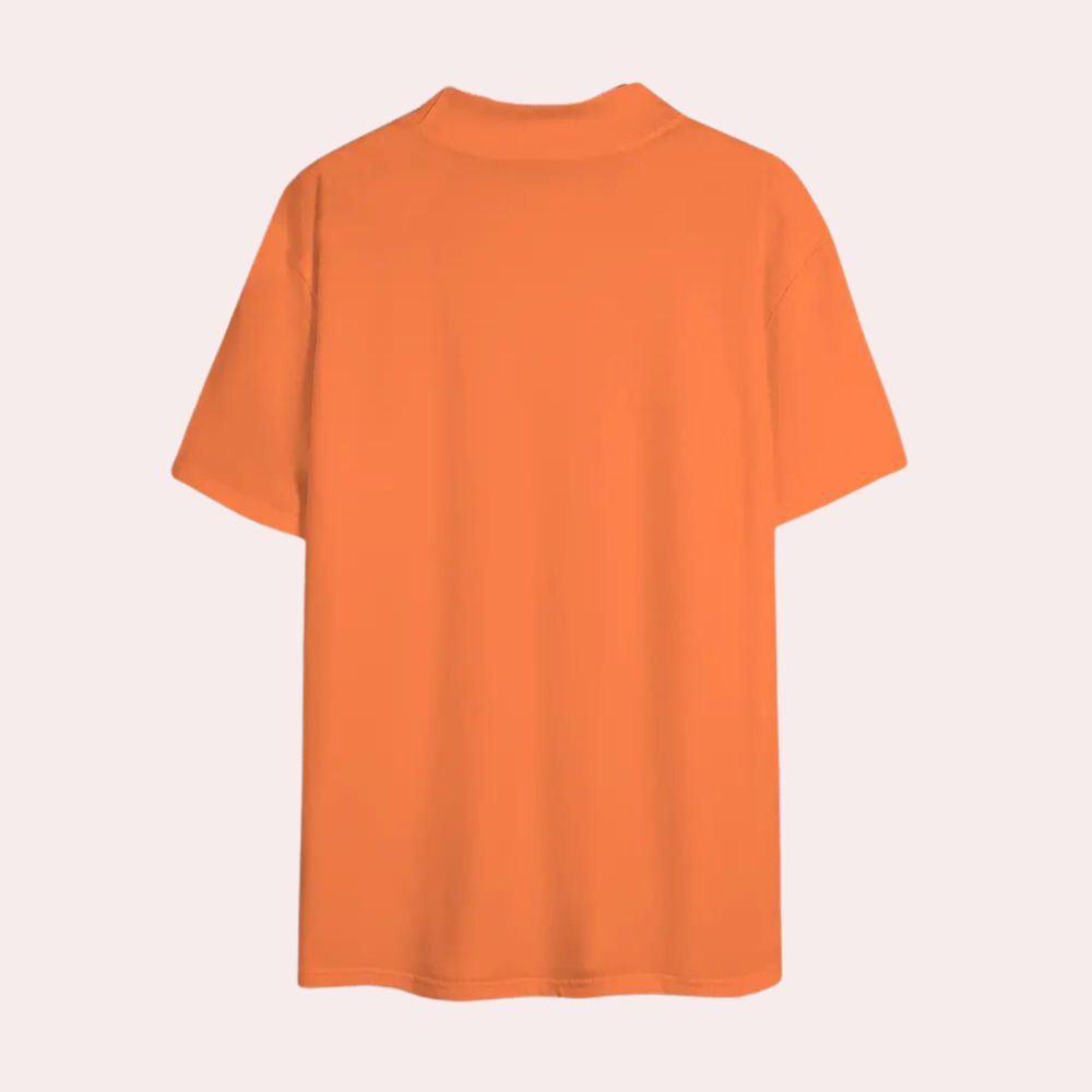 Slim fit oranje heren t-shirt met col