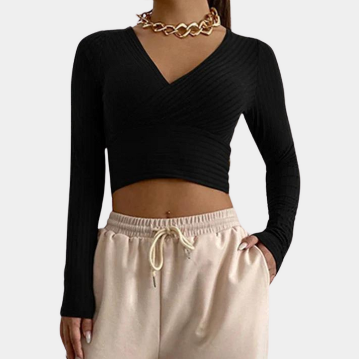 Stijlvolle dames crop top met lange mouwen