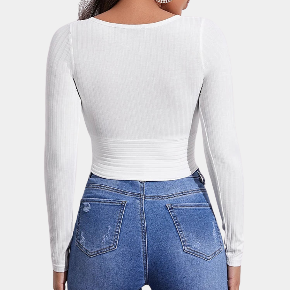 Stijlvolle dames crop top met lange mouwen