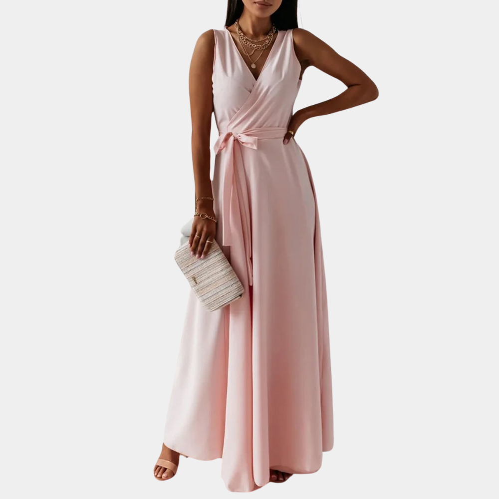 Elegante dames maxi-jurk met v-hals