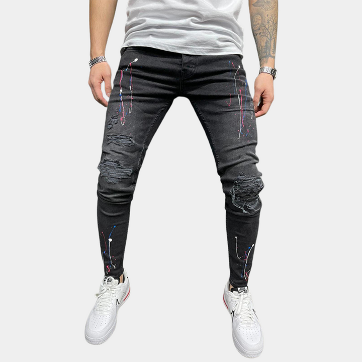 Pietro - Moderne herenjeans met verfdesign