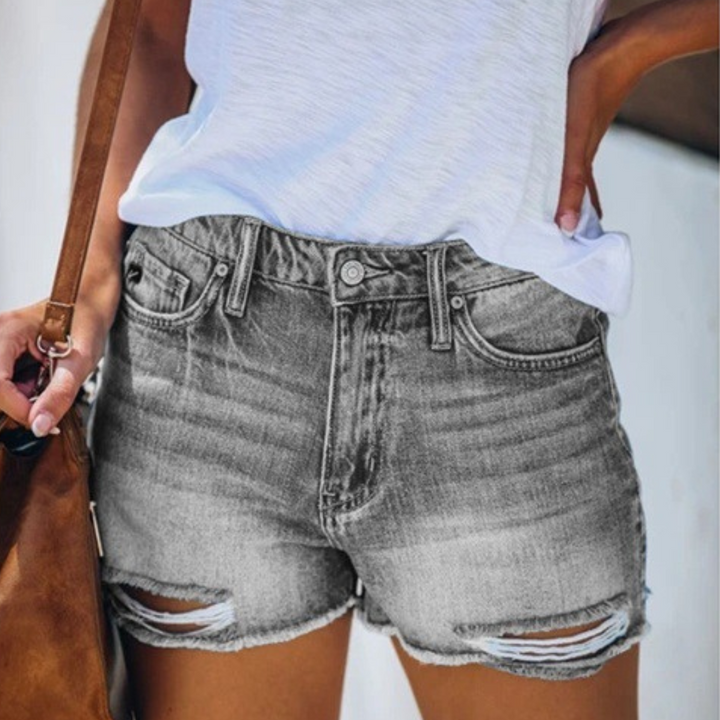 Violaine - Dames Denim Shorts met Franje en Rips Stijl