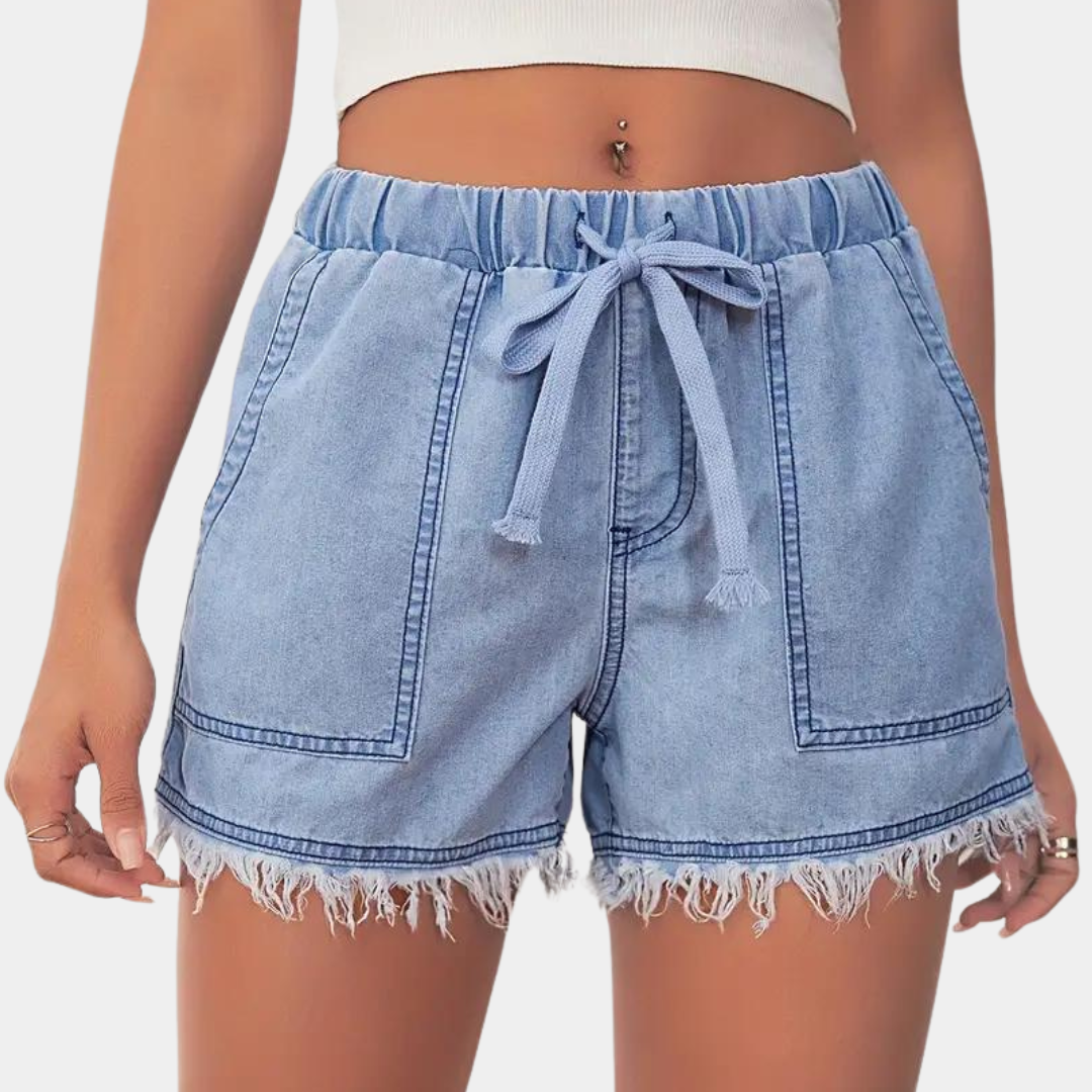 Rosalba - Vrije-stijl short met ruwe zoom voor dames