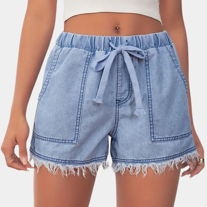 Rosalba - Vrije-stijl short met ruwe zoom voor dames