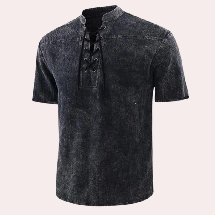 Urban - Casual heren shirt met V-hals en veters