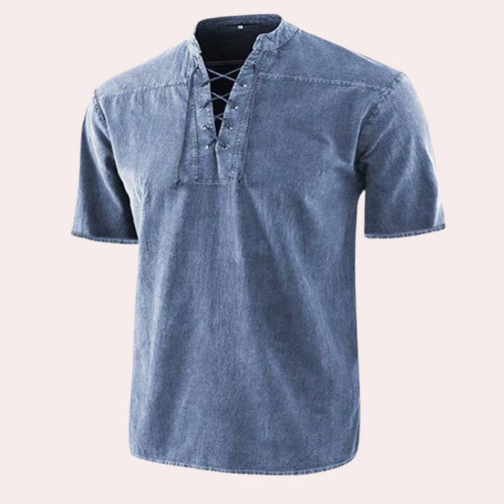 Urban - Casual heren shirt met V-hals en veters