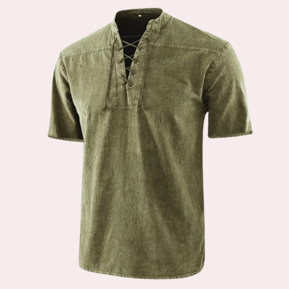 Urban - Casual heren shirt met V-hals en veters