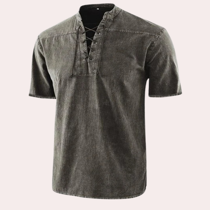 Urban - Casual heren shirt met V-hals en veters