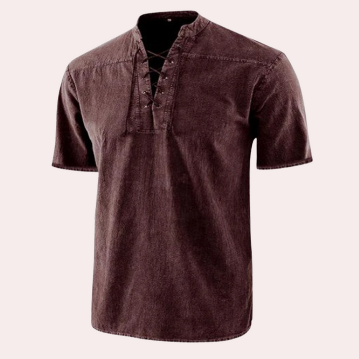 Urban - Casual heren shirt met V-hals en veters