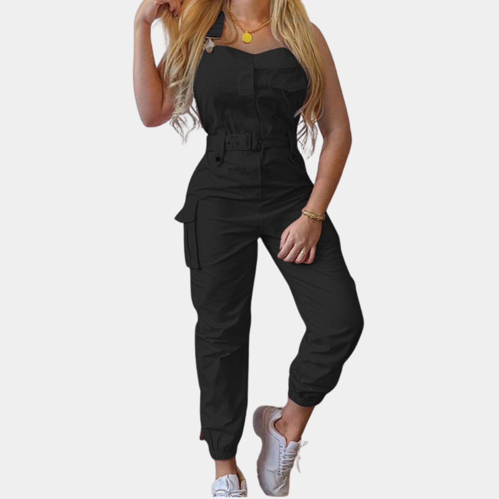 Josette - Dames cargo jumpsuit met riem