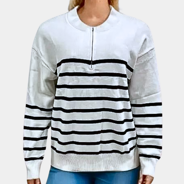 Citlali - Sweater met gestreepte rits voor dames