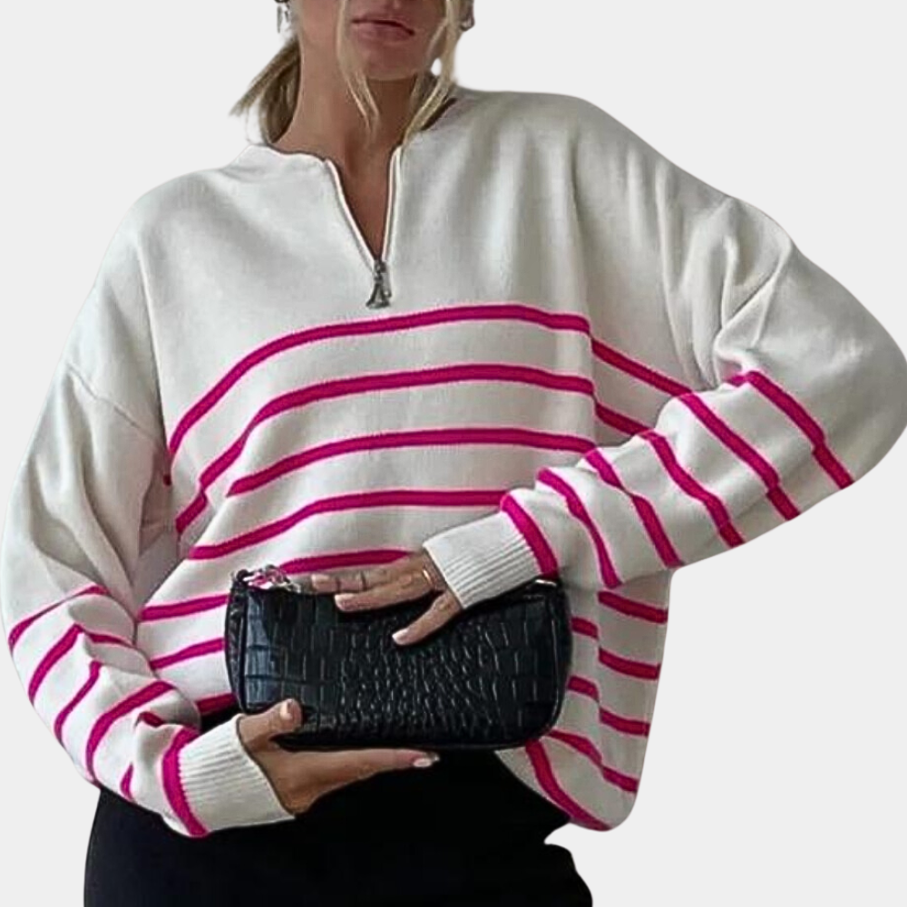 Citlali - Sweater met gestreepte rits voor dames