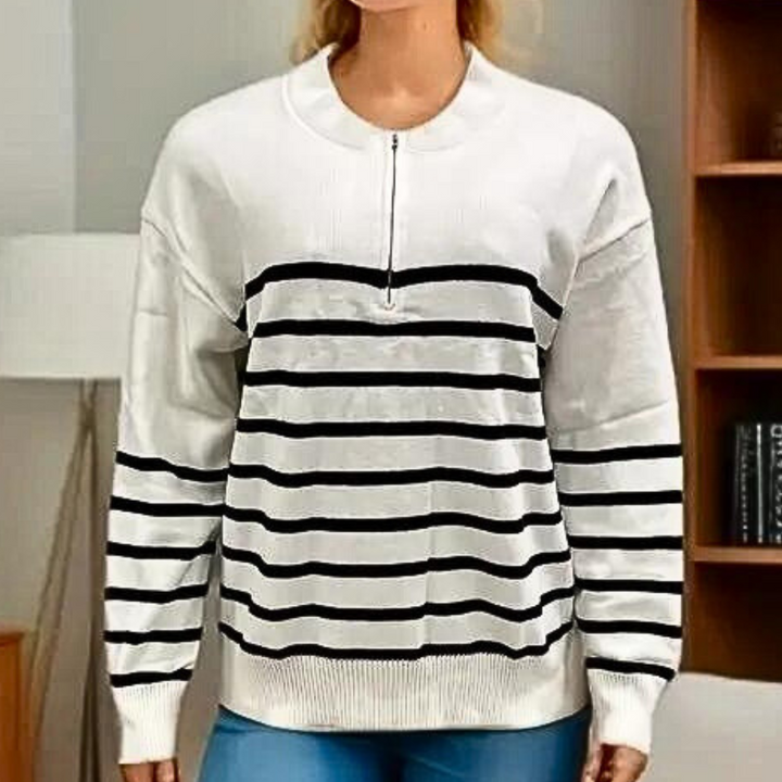 Citlali - Sweater met gestreepte rits voor dames