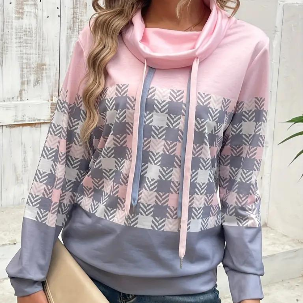 Emmanuelle - Trendy geruit dames sweatshirt