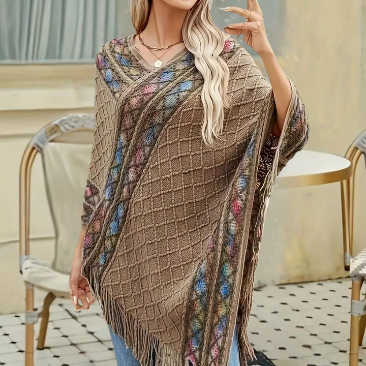 Zoi - Poncho in boho stijl met V-hals voor dames