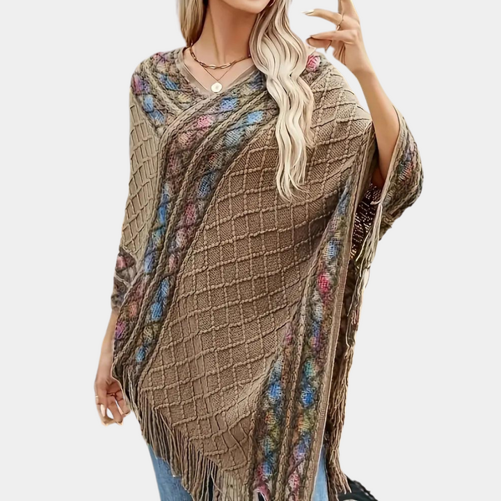 Zoi - Poncho in boho stijl met V-hals voor dames