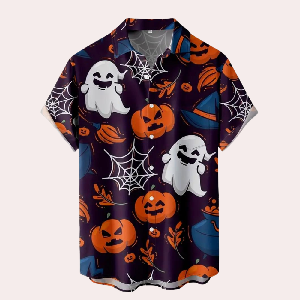 Nandor - Casual Halloween Overhemd met griezelige print