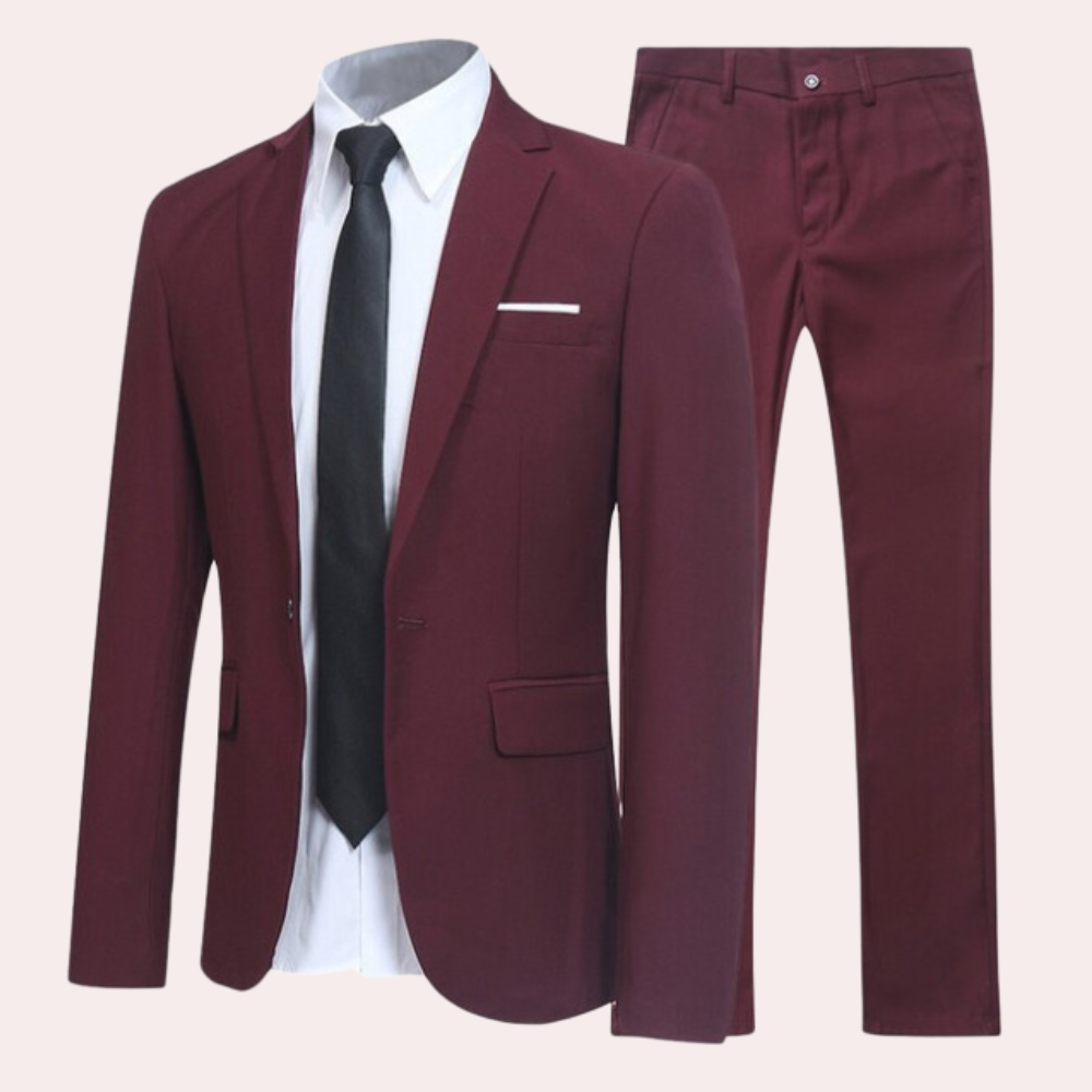 Rood Heren pak slim fit