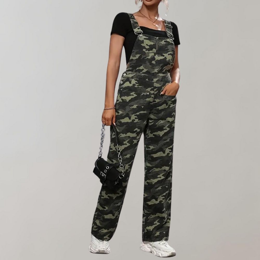 Stijlvolle camouflage dames jumpsuit