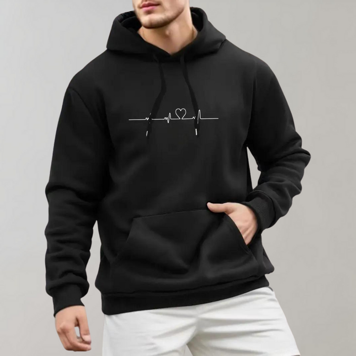 Herenhoodie met hartjesprint